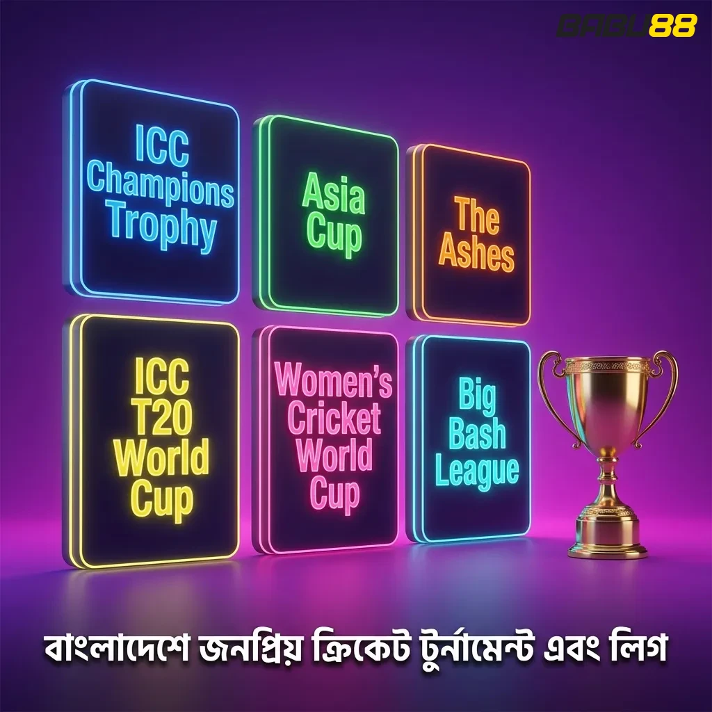 Cricket tournaments popular in Bangladesh including World Cup, T20, IPL and BPL with betting markets