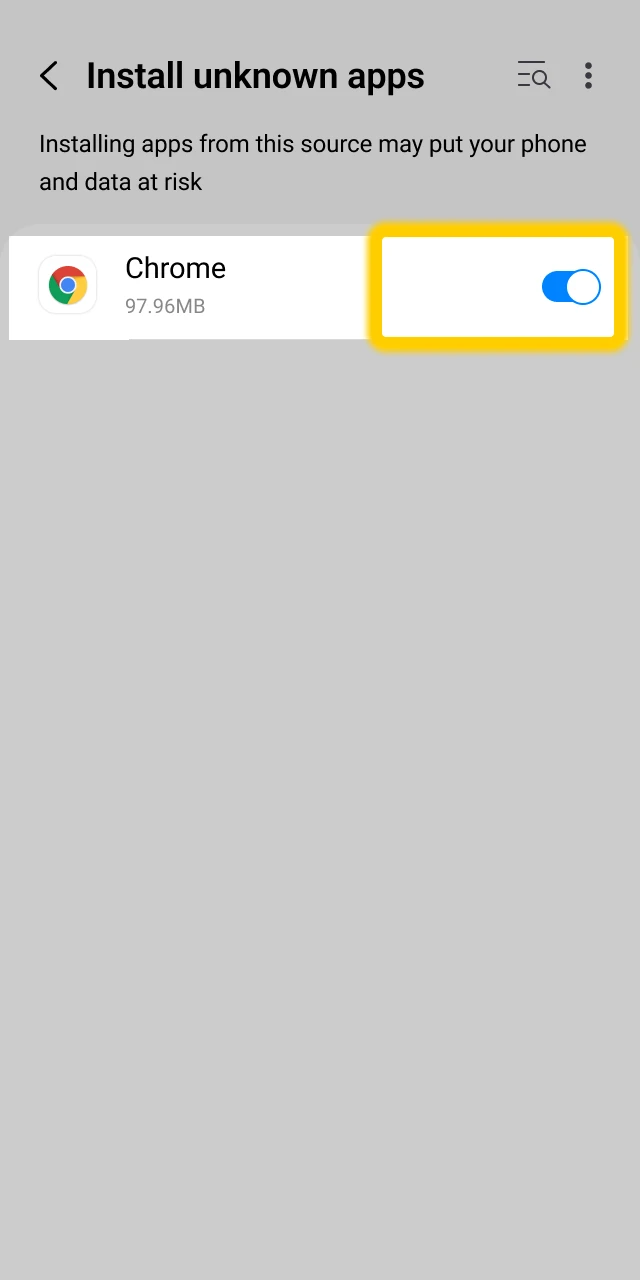Allow Installation from Unknown Sources.