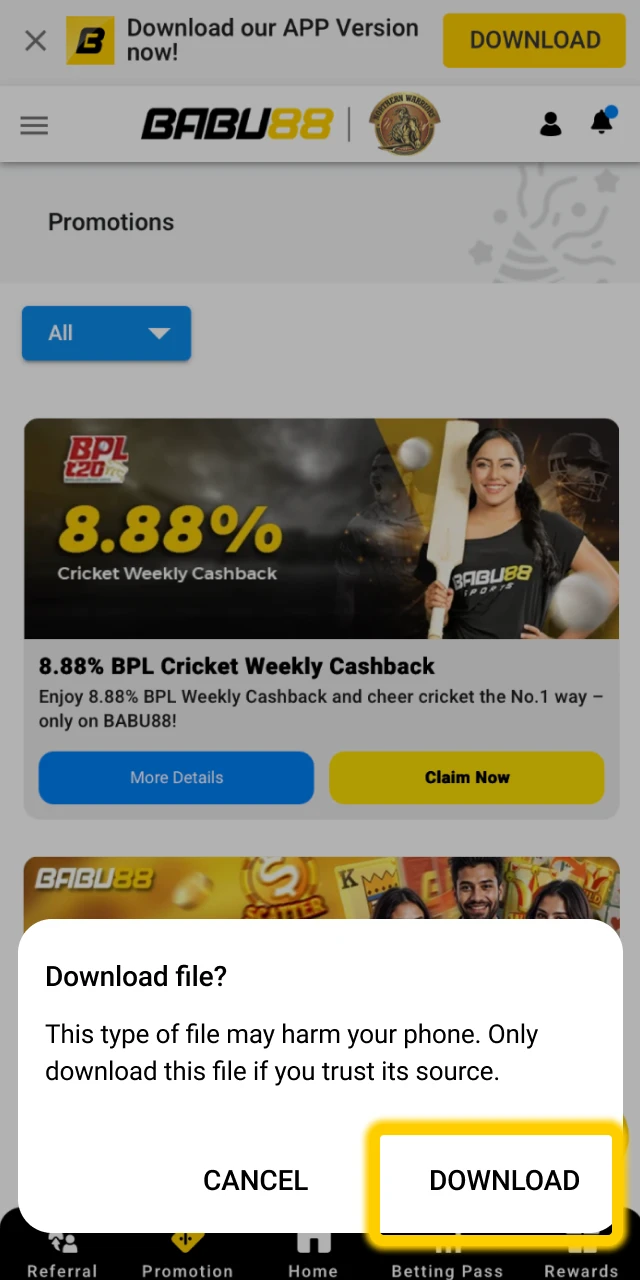 Agree to Download in the Pop-Up.